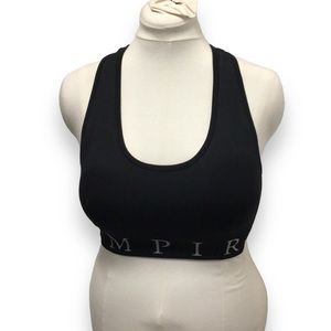 Empire Attire Seamless Strappy CrissCross Back Sports Bra, Black, size M